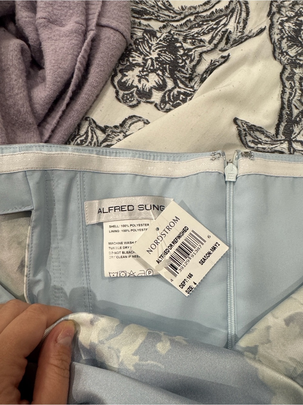 Alfred Sung/Dessy Constance Off-Shoulder Floral Jacquard Gown in Light Blue - Picture 4 of 11
